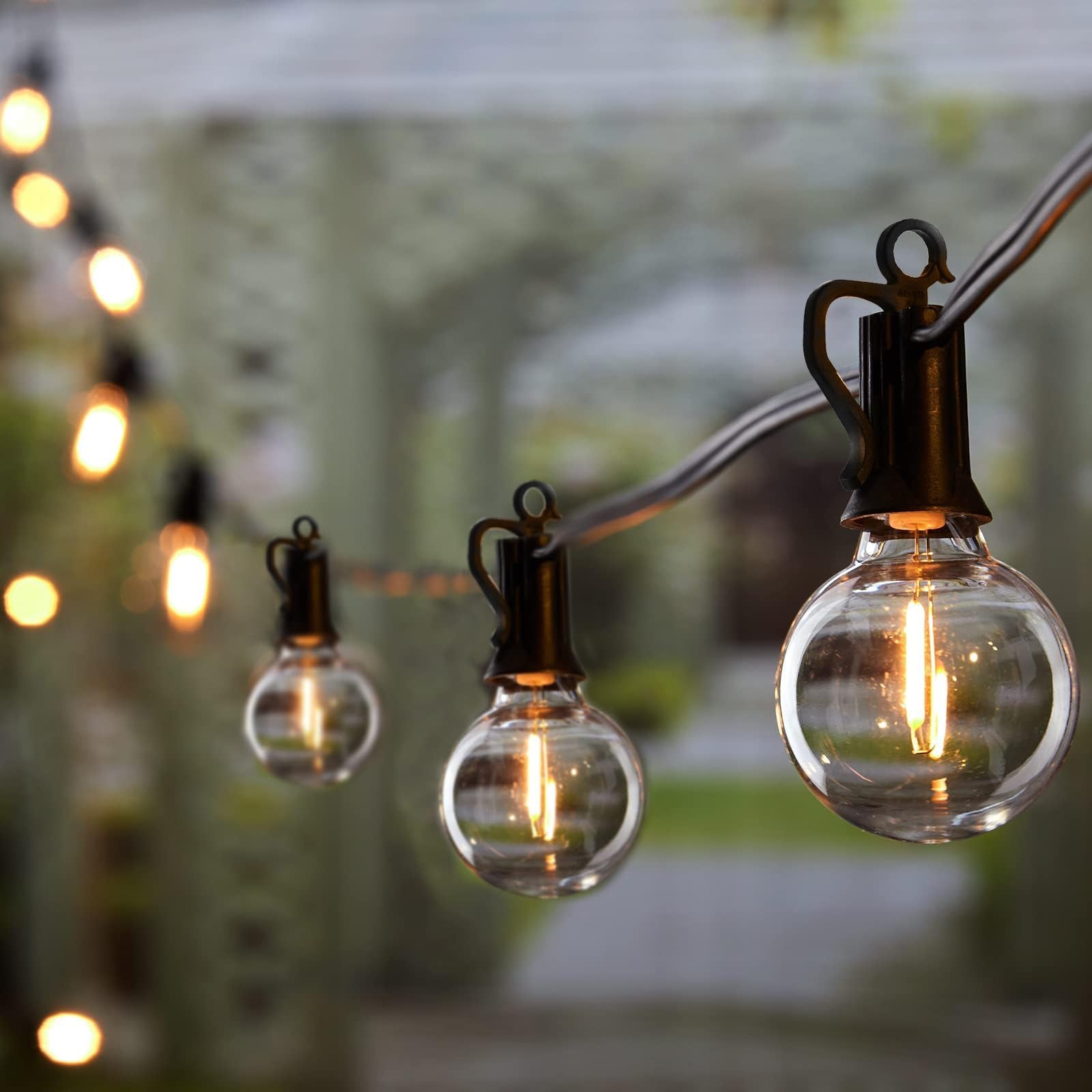 Brightown lights at garden party demonstrating durable outdoor decoration