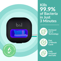 Bril cámara UV-C abierta mostrando compartimento seguro Bril