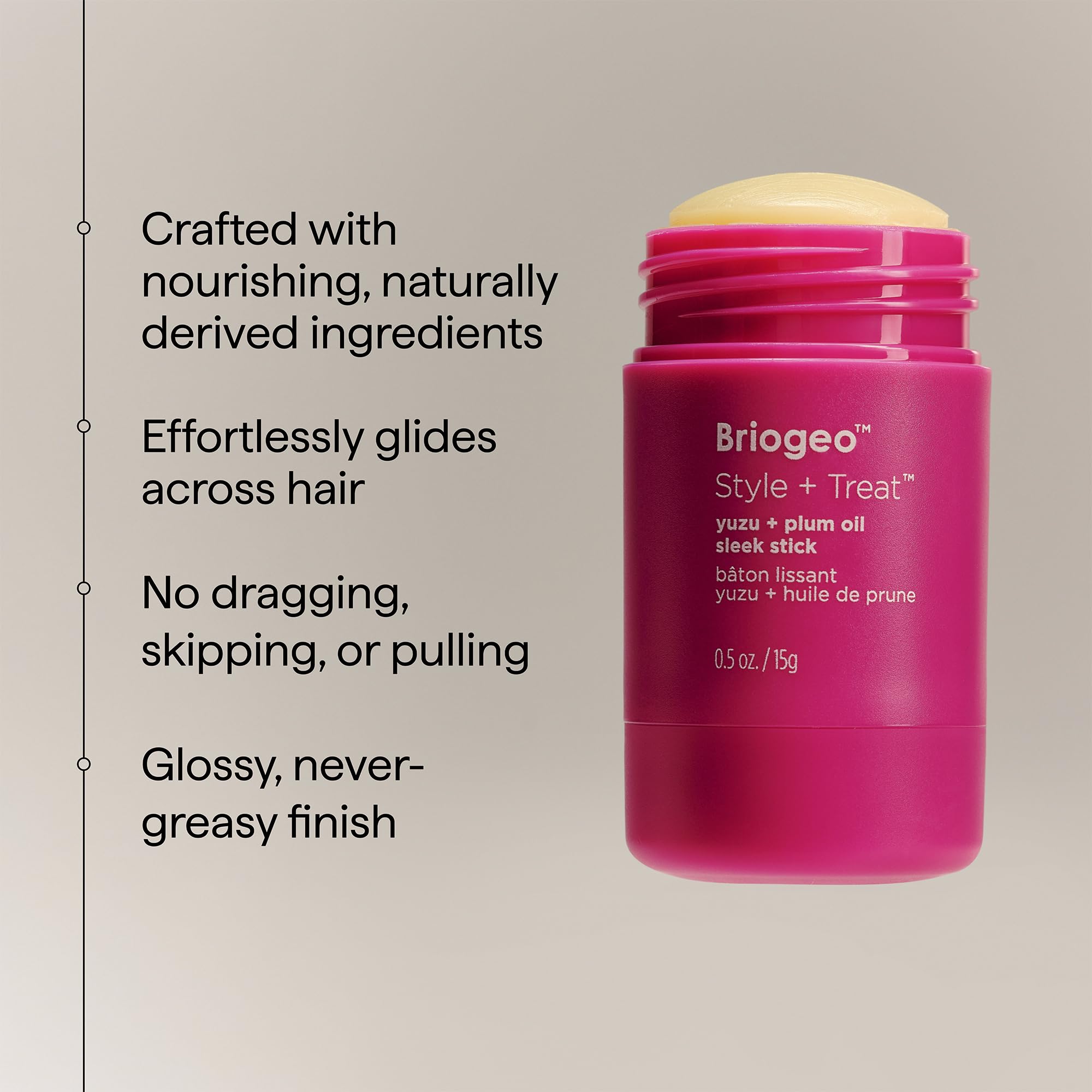 Briogeo stick etiqueta con ingredientes limpios y sin siliconas visible