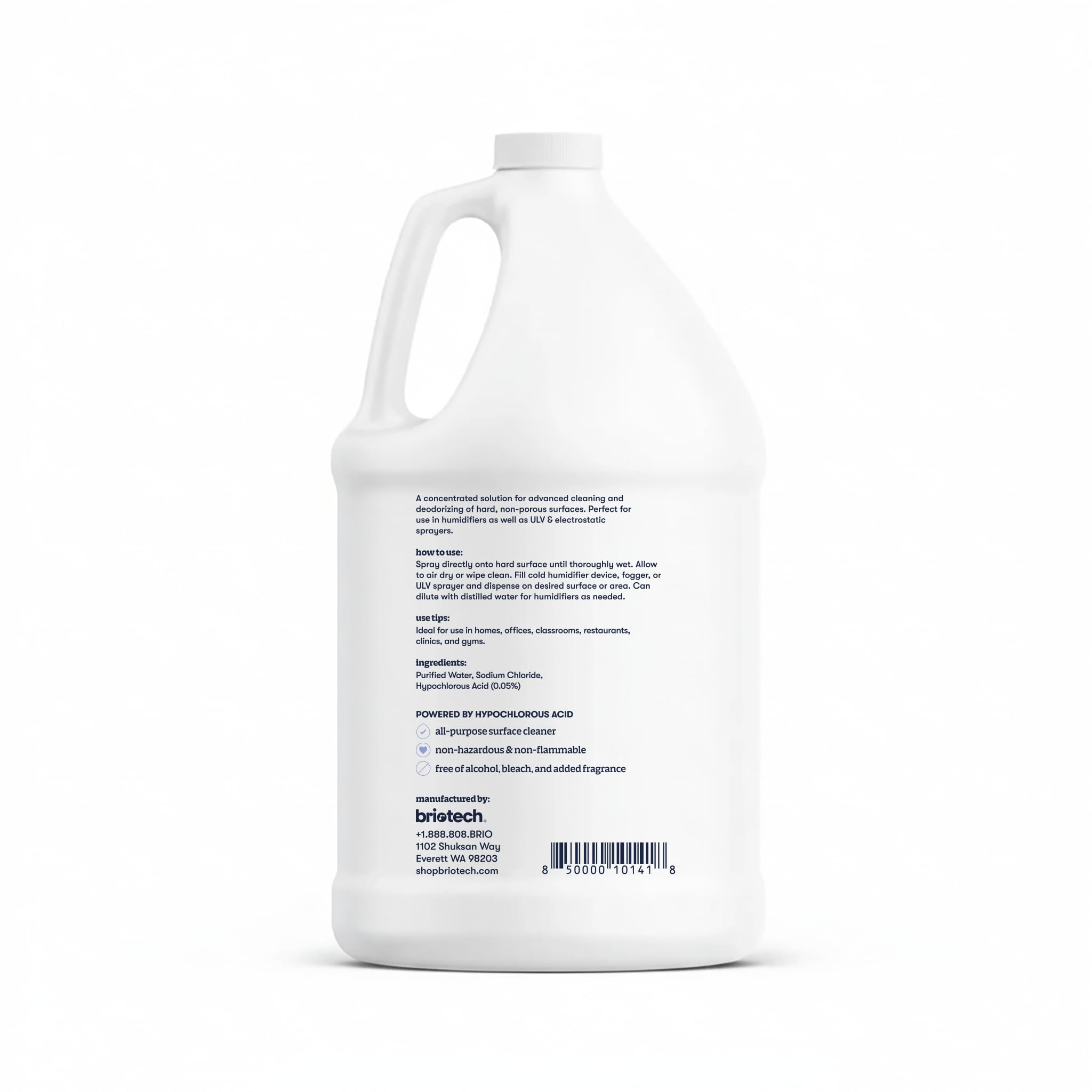 BRIOTECH garrafón guardado en estante en ambiente fresco y protegido