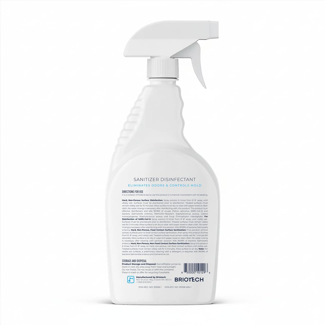 BRIOTECH etiqueta con instrucciones y lista de ingredientes