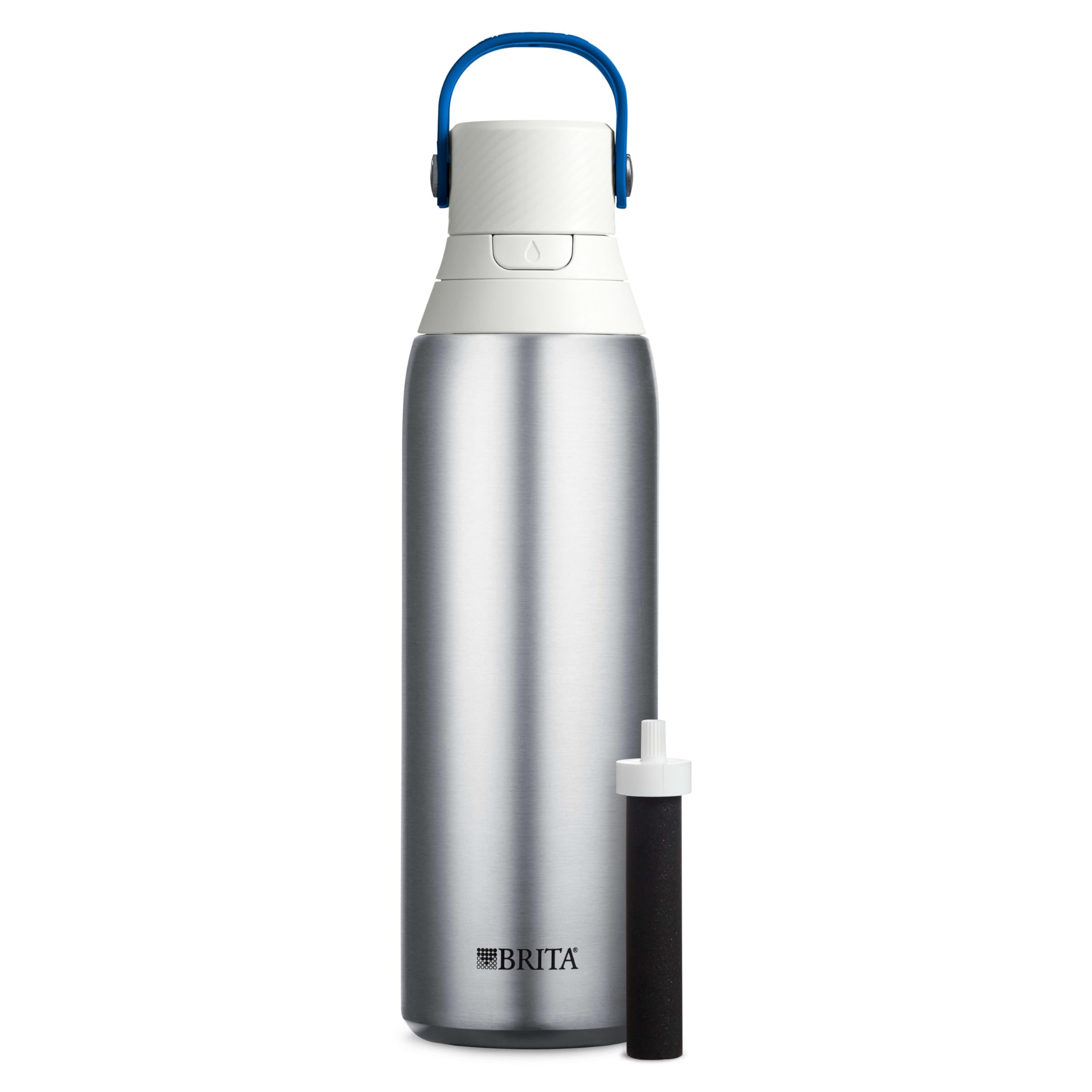 BRITA botella en escritorio de oficina promoviendo hidratación sostenible diaria