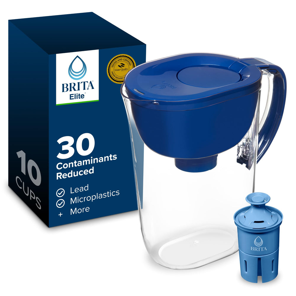 BRITA jarra frontal azul mostrando capacidad y forma, práctica para frigorífico