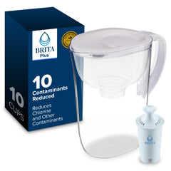 BRITA jarra frontal transparente mostrando diseño y capacidad
