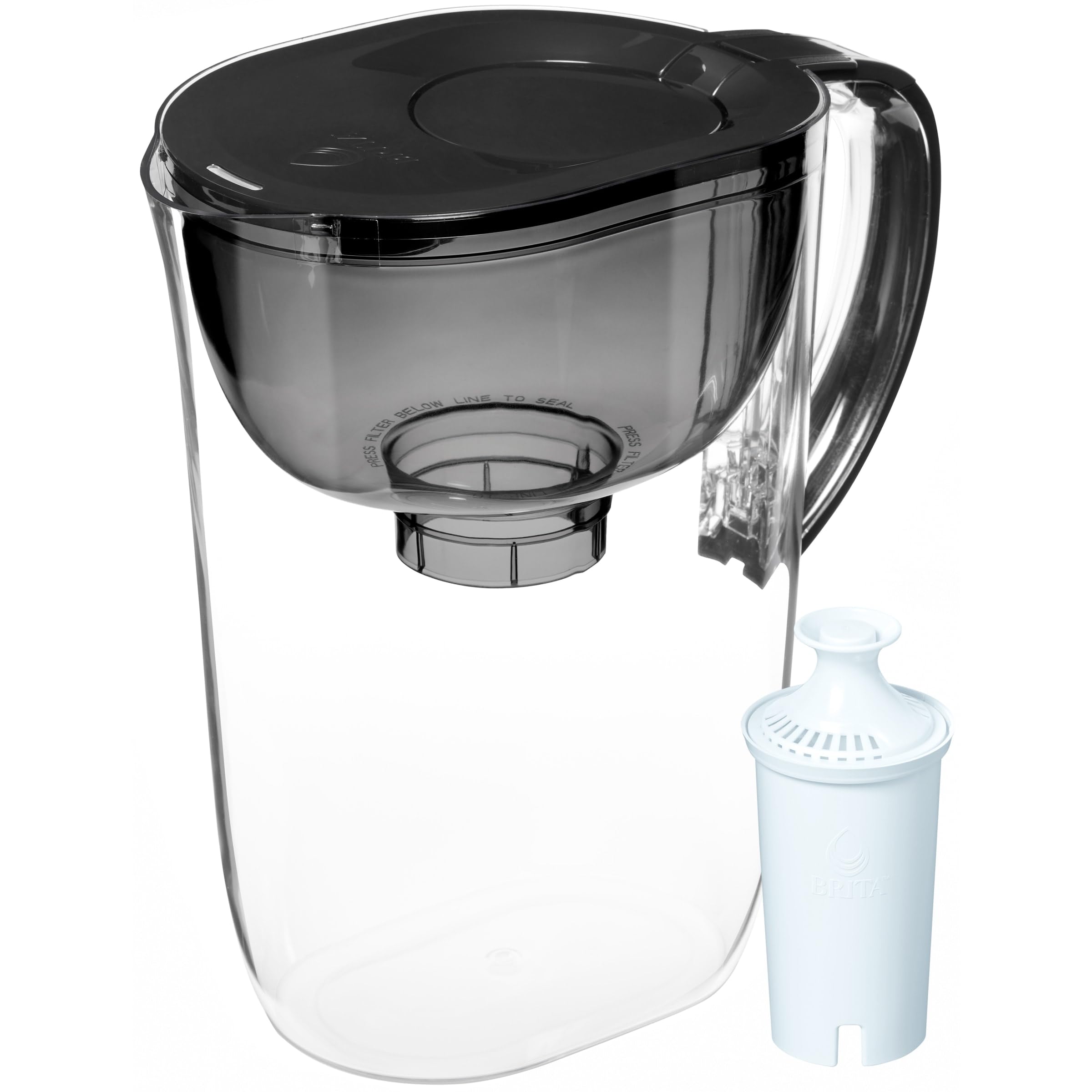 Brita Metro vista lateral indicando capacidad de 10 tazas para uso diario