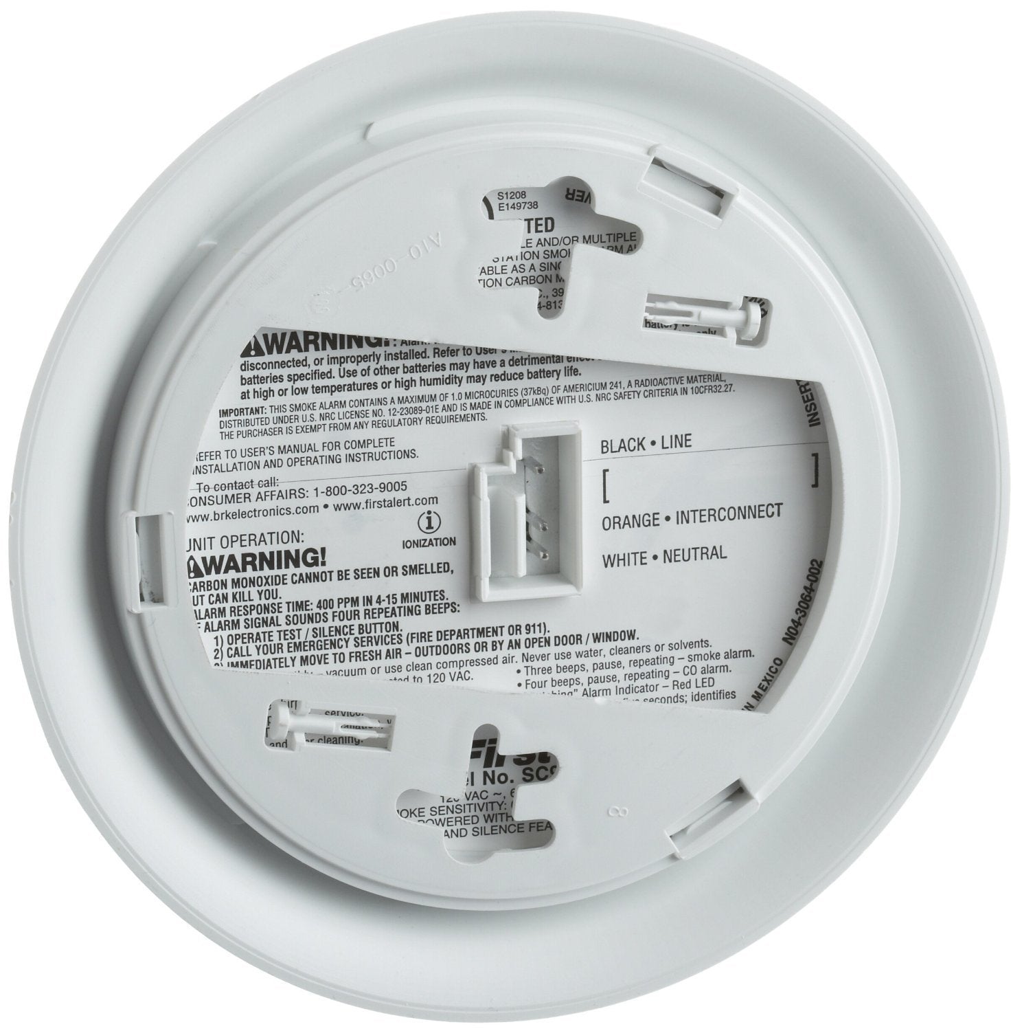 BRK SC9120B primer plano del sensor y rejilla para una detección fiable
