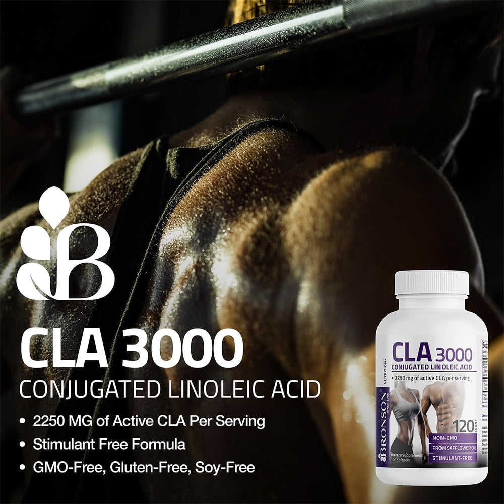 Bronson CLA 3000 primer plano de la cápsula blanda mostrando textura suave y fácil ingestión