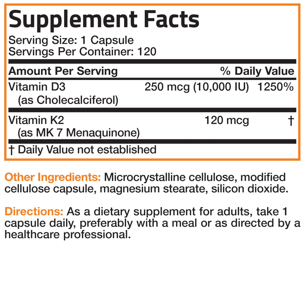 Bronson ingredientes resaltados MK‑7 y D3 en gráfico informativo