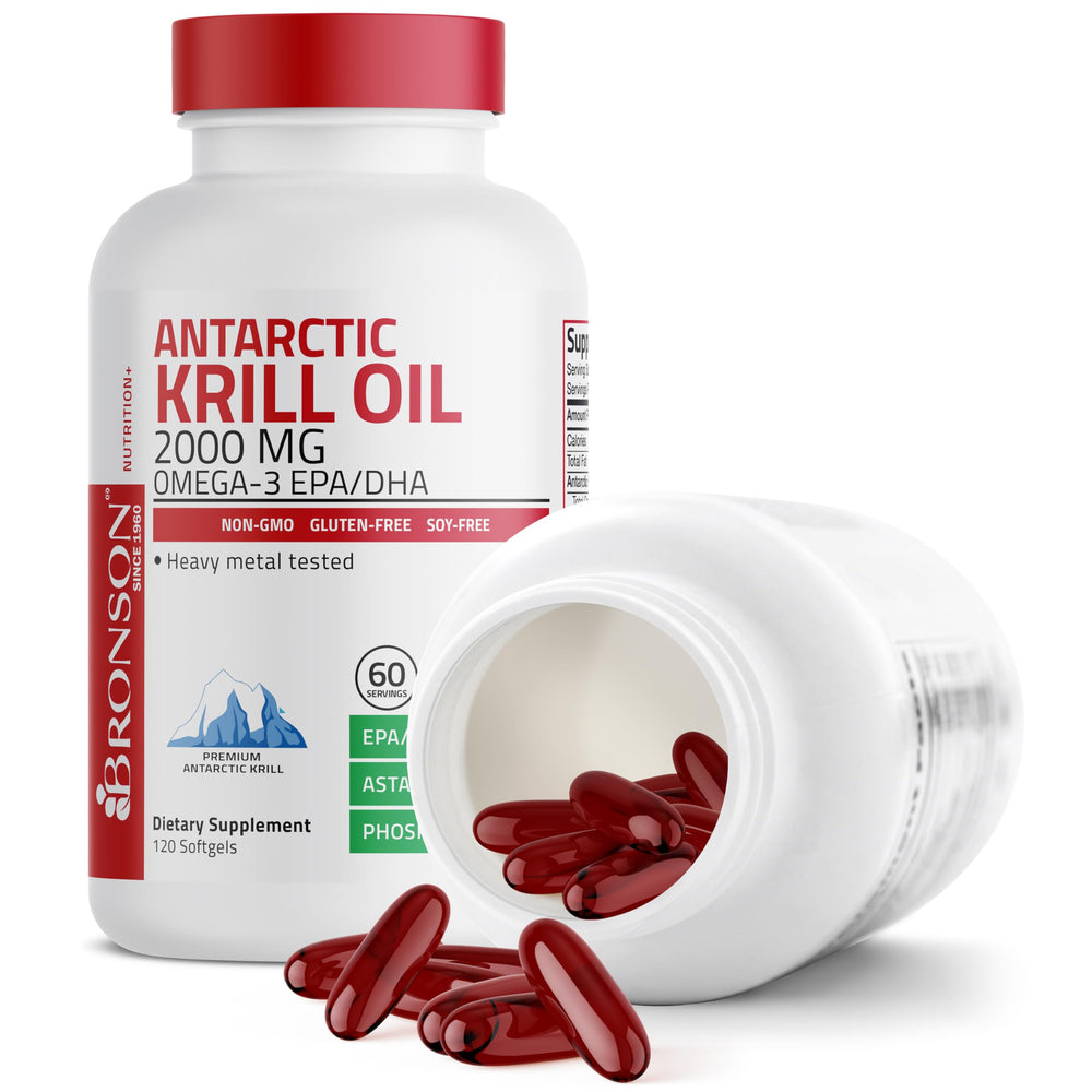 Bronson ilustración de kril antártico indicando origen sostenible del aceite