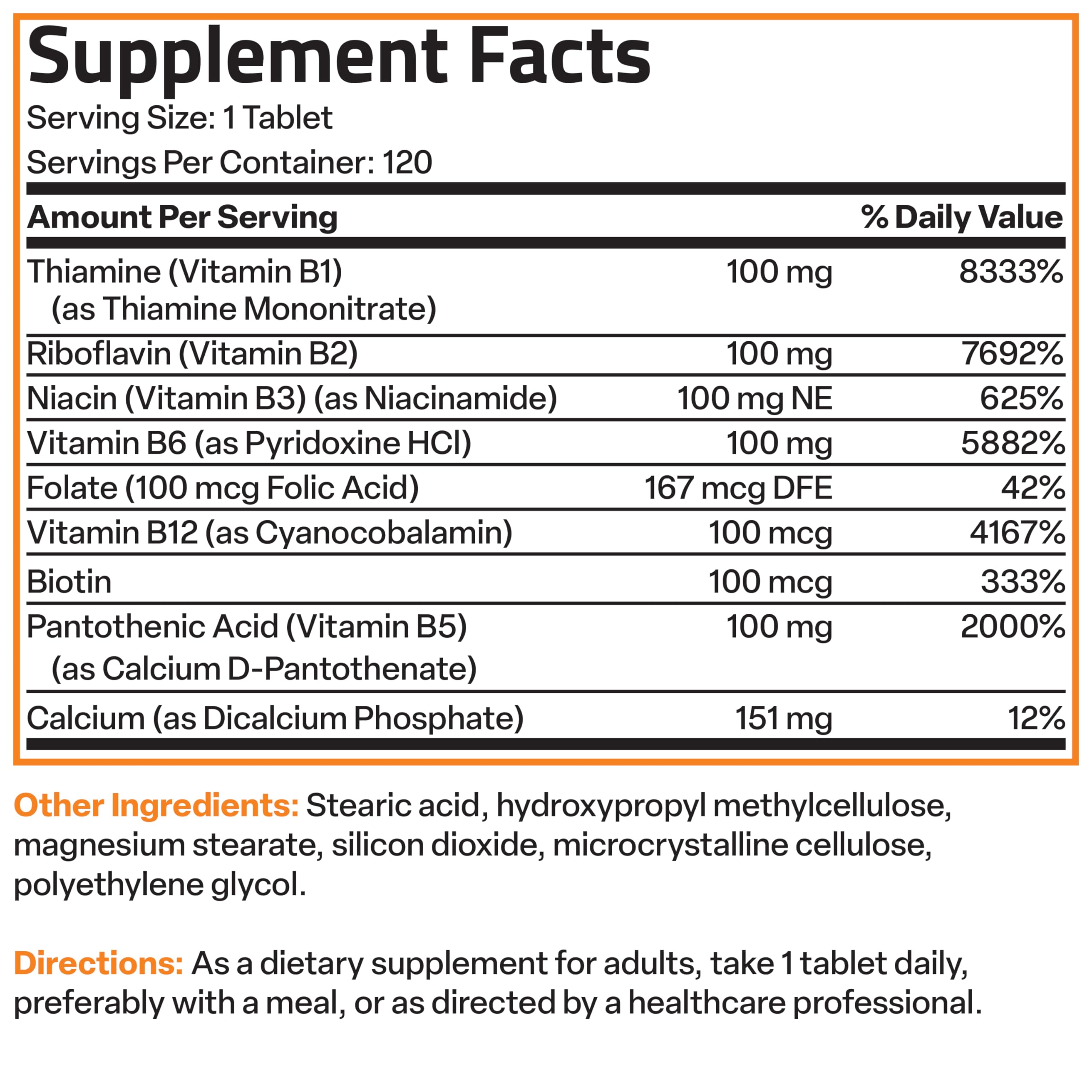 Bronson Super B100 etiqueta de ingredientes clave lista todas las B vitaminas