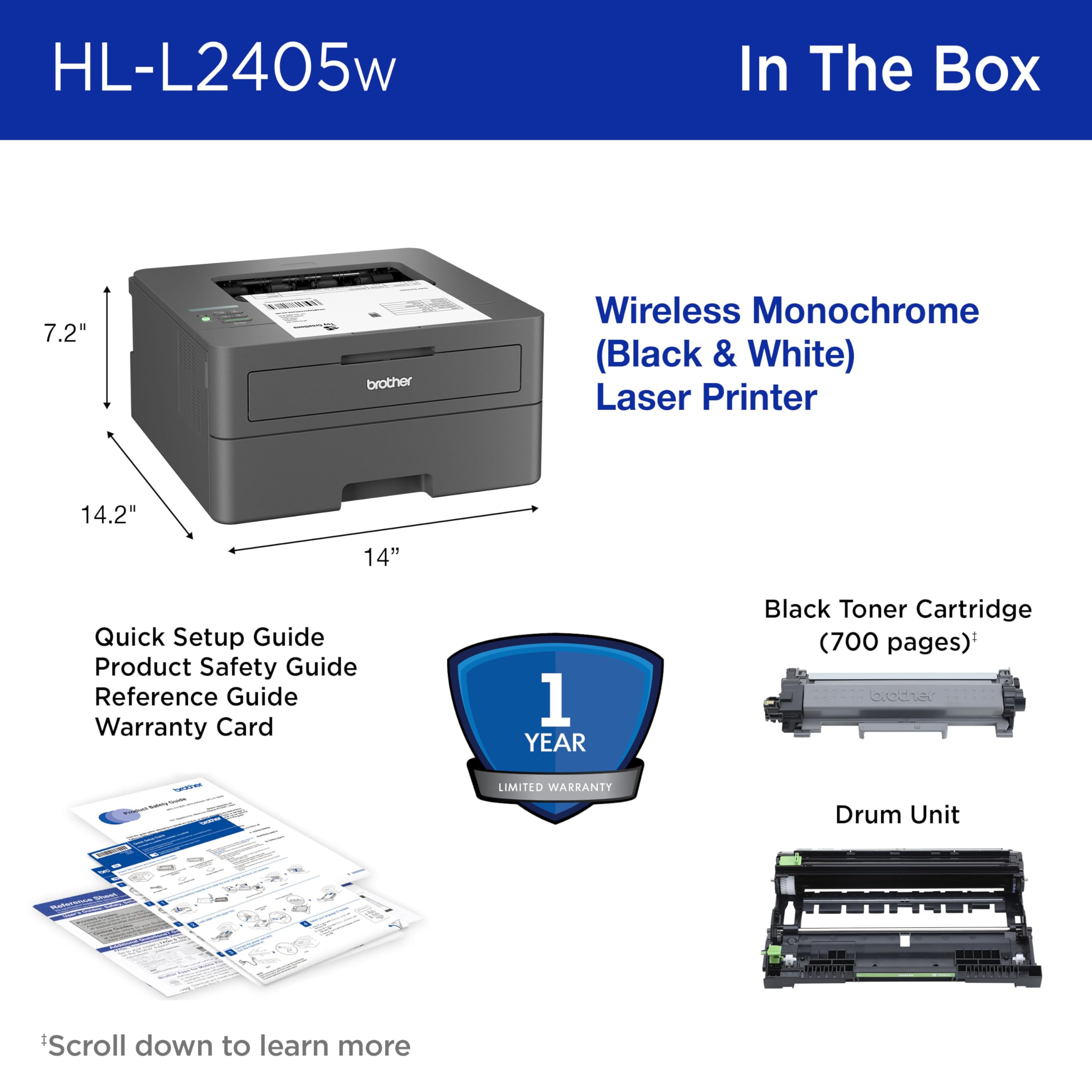 Brother HL-L2405W alimentador manual con sobre listo para imprimir papelería especial