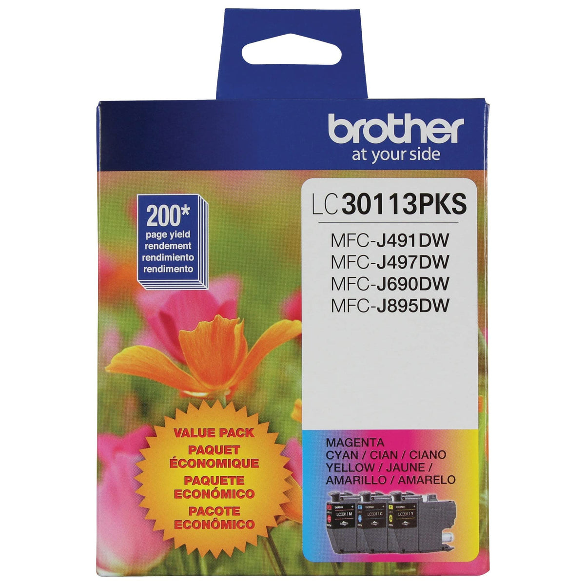 Brother pack LC30113PKS frontal del envase mostrando colores y beneficio de calidad