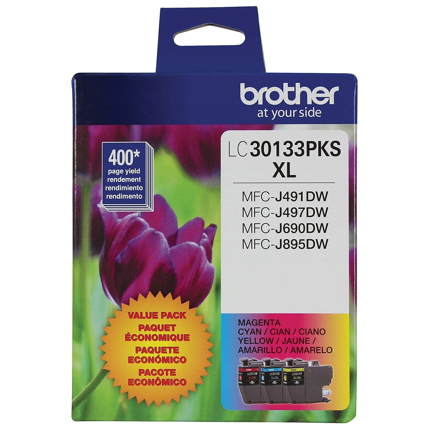 Brother LC3013 estampas coloridas en papel mostrando colores vivos y definición
