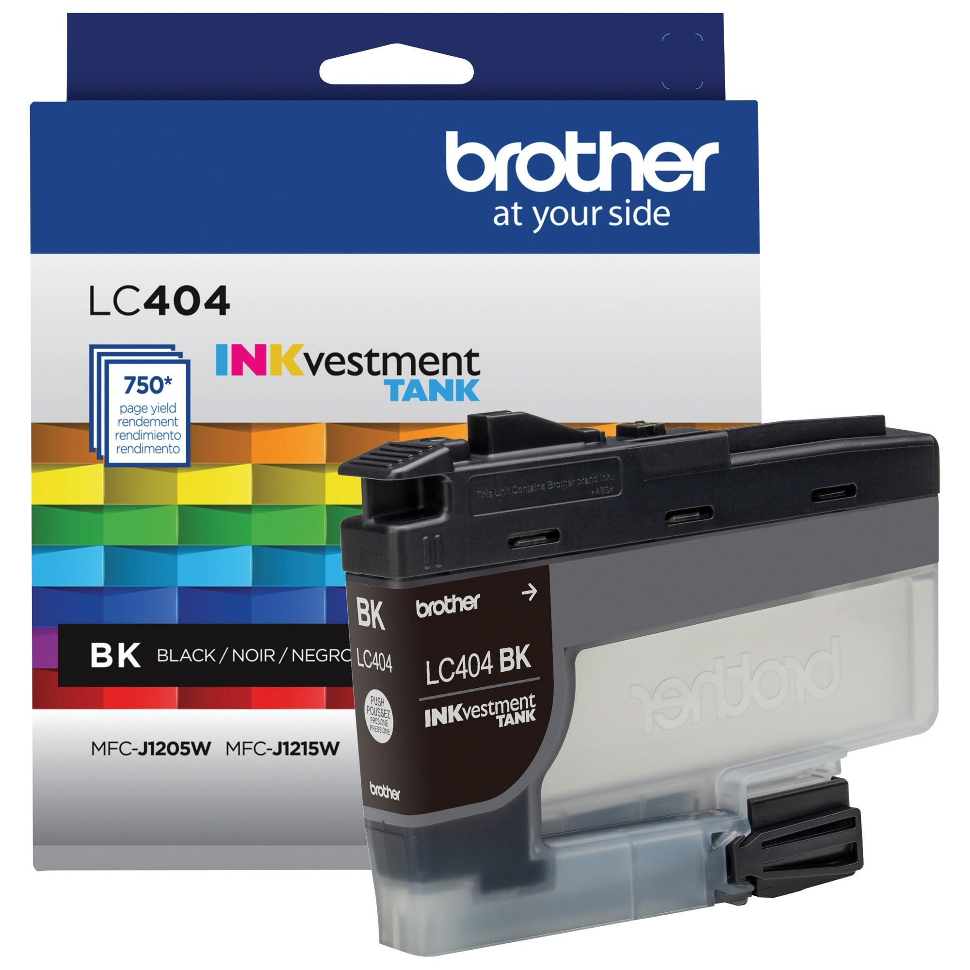 Brother LC404BK vista frontal con etiqueta clara y facilidad de identificación
