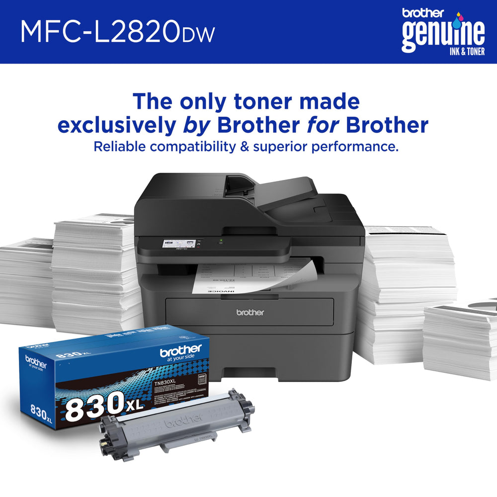 Brother MFC-L2820DW bandeja de 250 hojas reduce recargas y mejora productividad