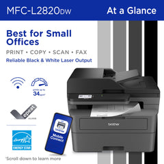 Brother MFC-L2820DW pantalla táctil 2.7 pulgadas para navegación rápida y fácil