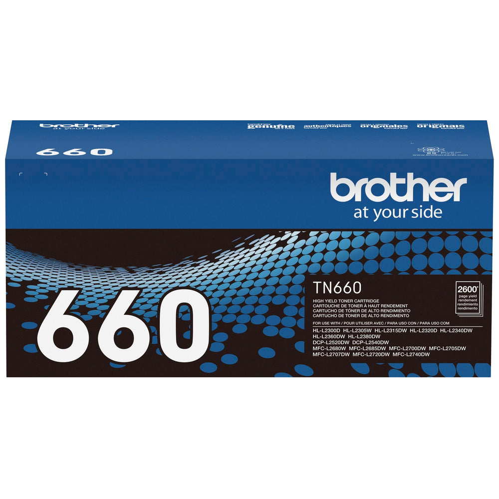 Brother TN-660 en escritorio de oficina, impresión confiable y rápida