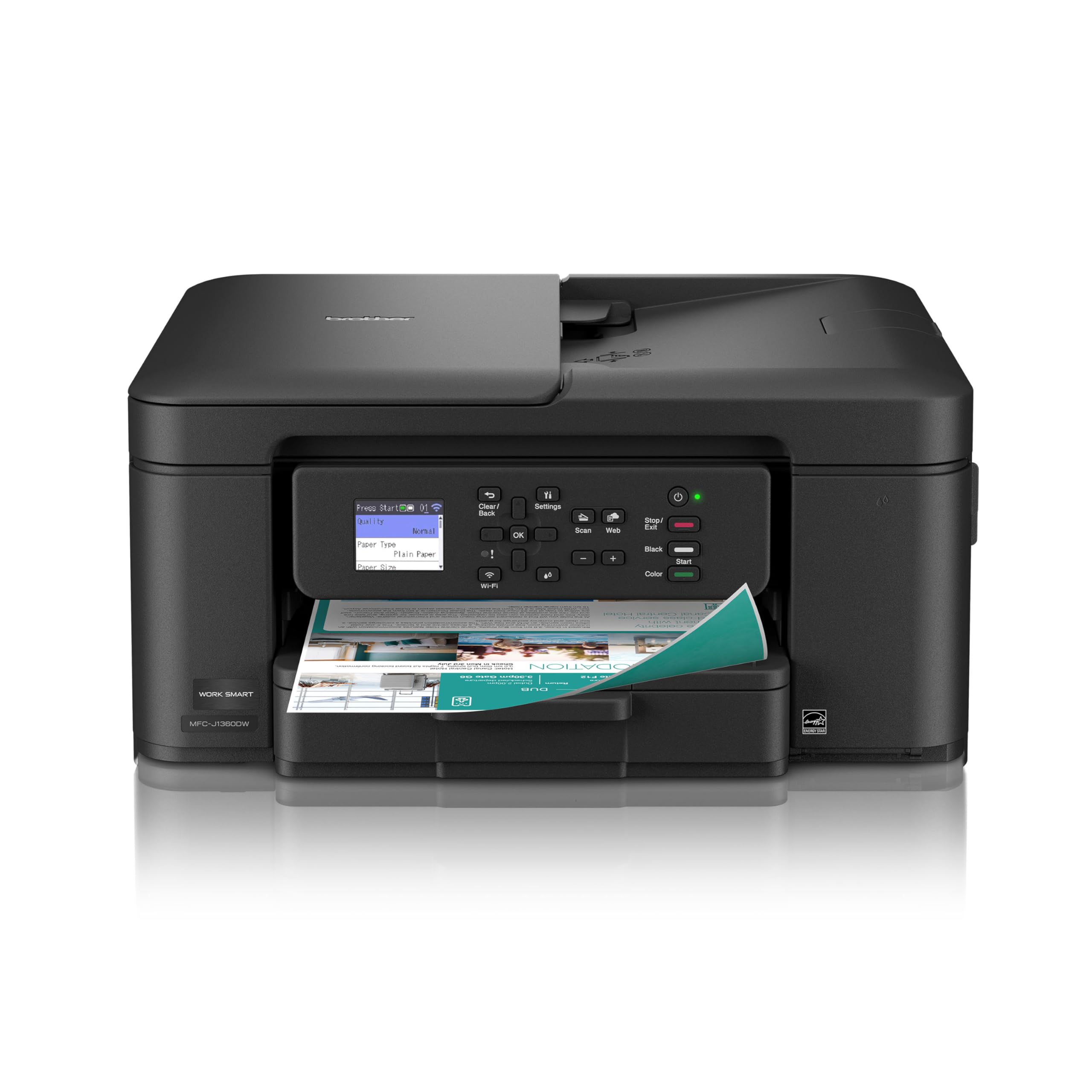 Brother Work Smart 1360 frontal mostrando diseño compacto y fácil acceso
