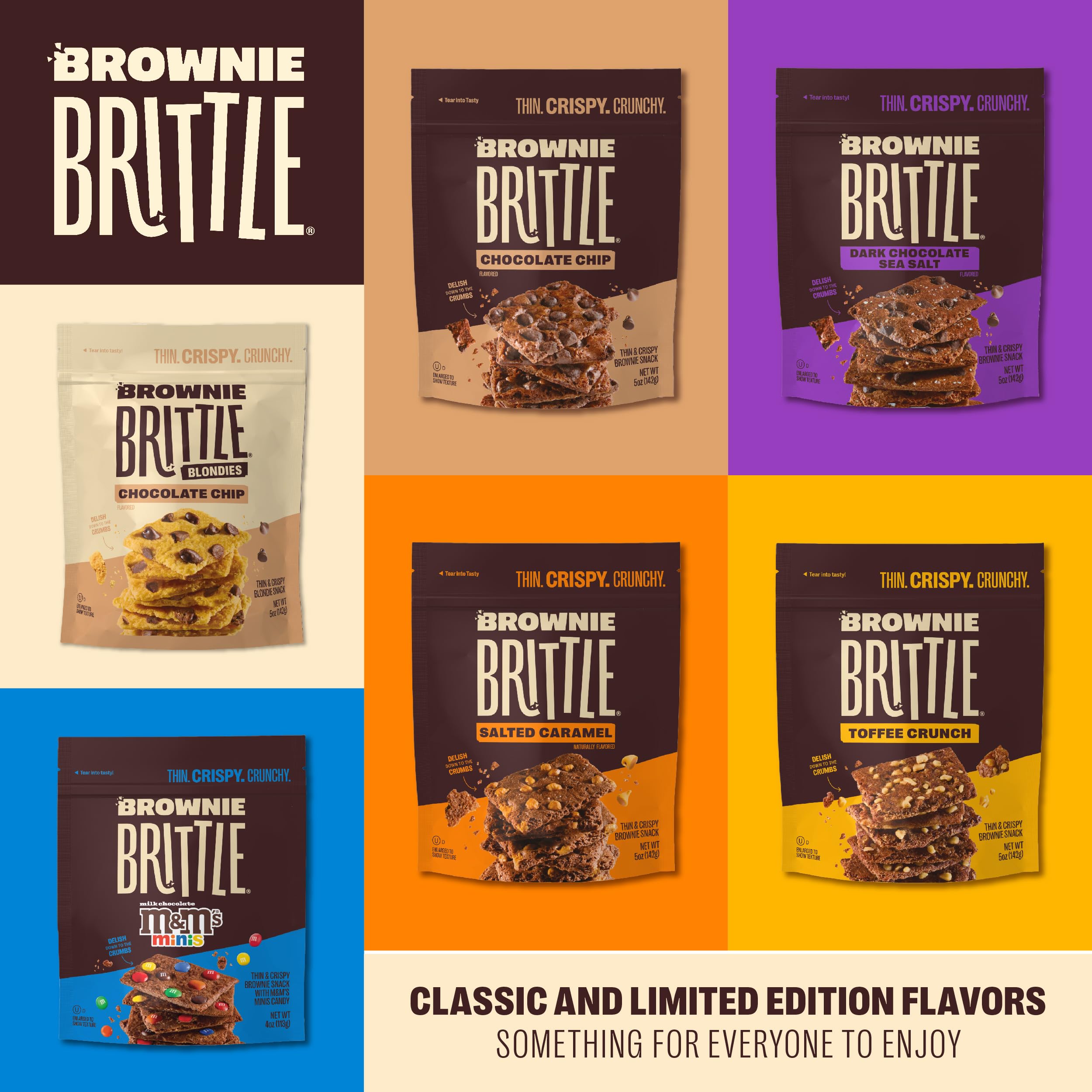 Brownie Brittle disposición de 20 bolsas ideal para fiestas y despensa