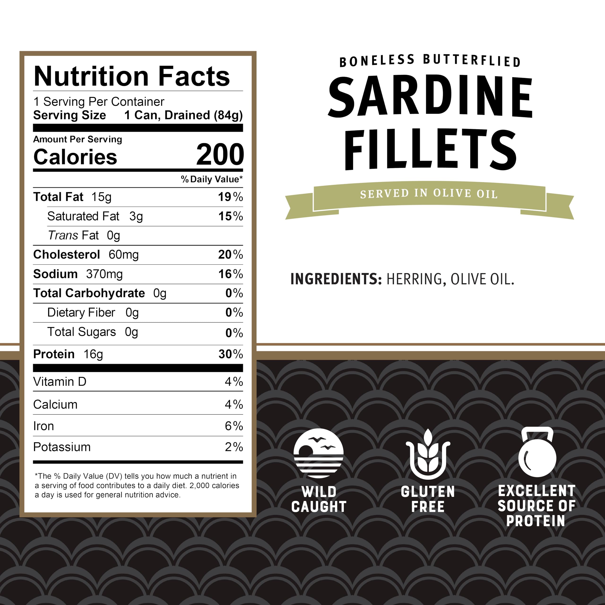 Brunswick close-up of sardine texture in olive oil, tender flaky fillets benefit
