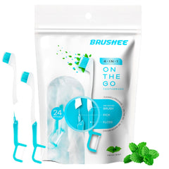 Brushee frontal pack de 24 unidades mostrando presentación compacta y listo para viaje