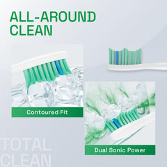 Brushmo cabezal montado en mango Sonicare demostrando limpieza eficaz