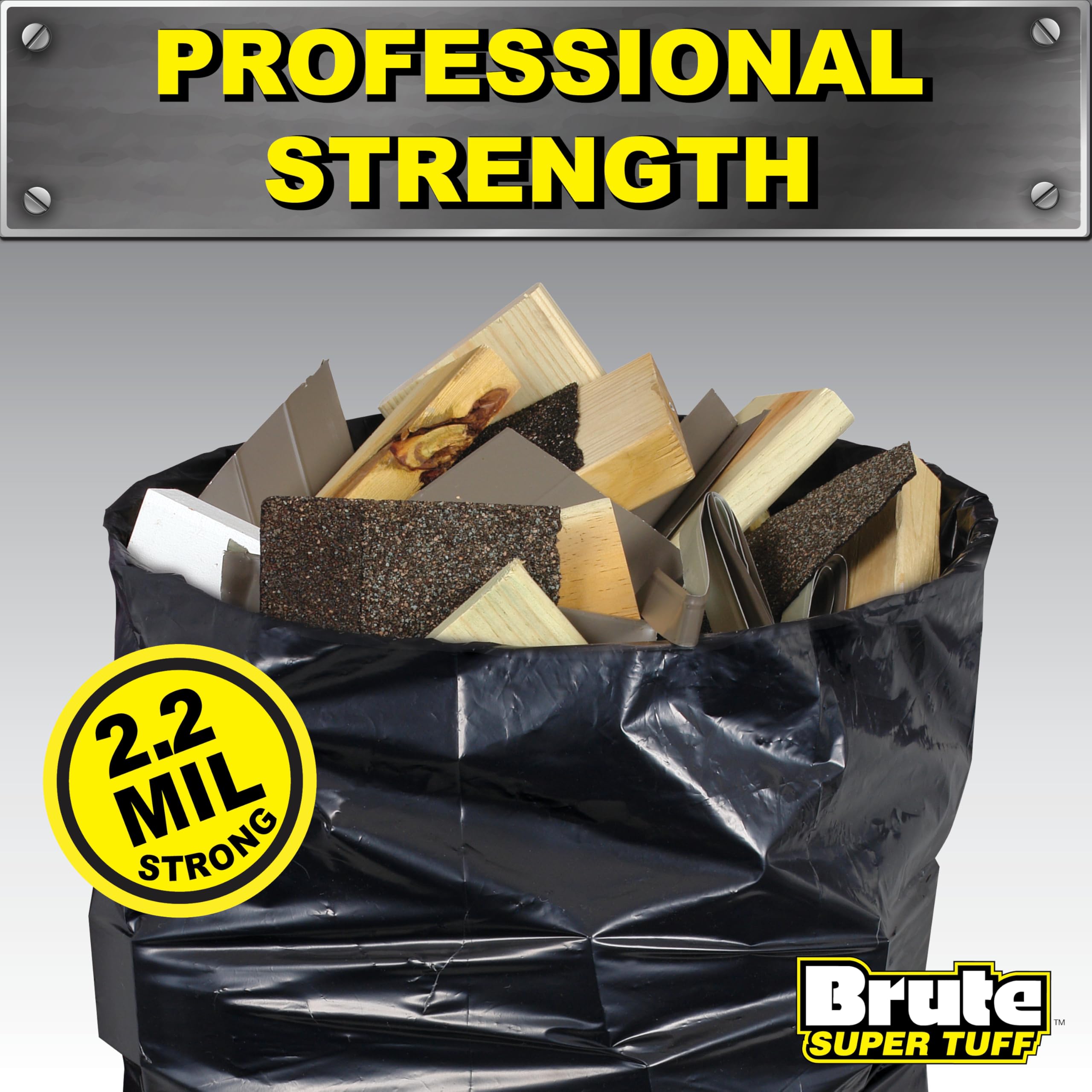 Brute Super Tuff primer plano de textura resistente que muestra grosor 2.2 mil
