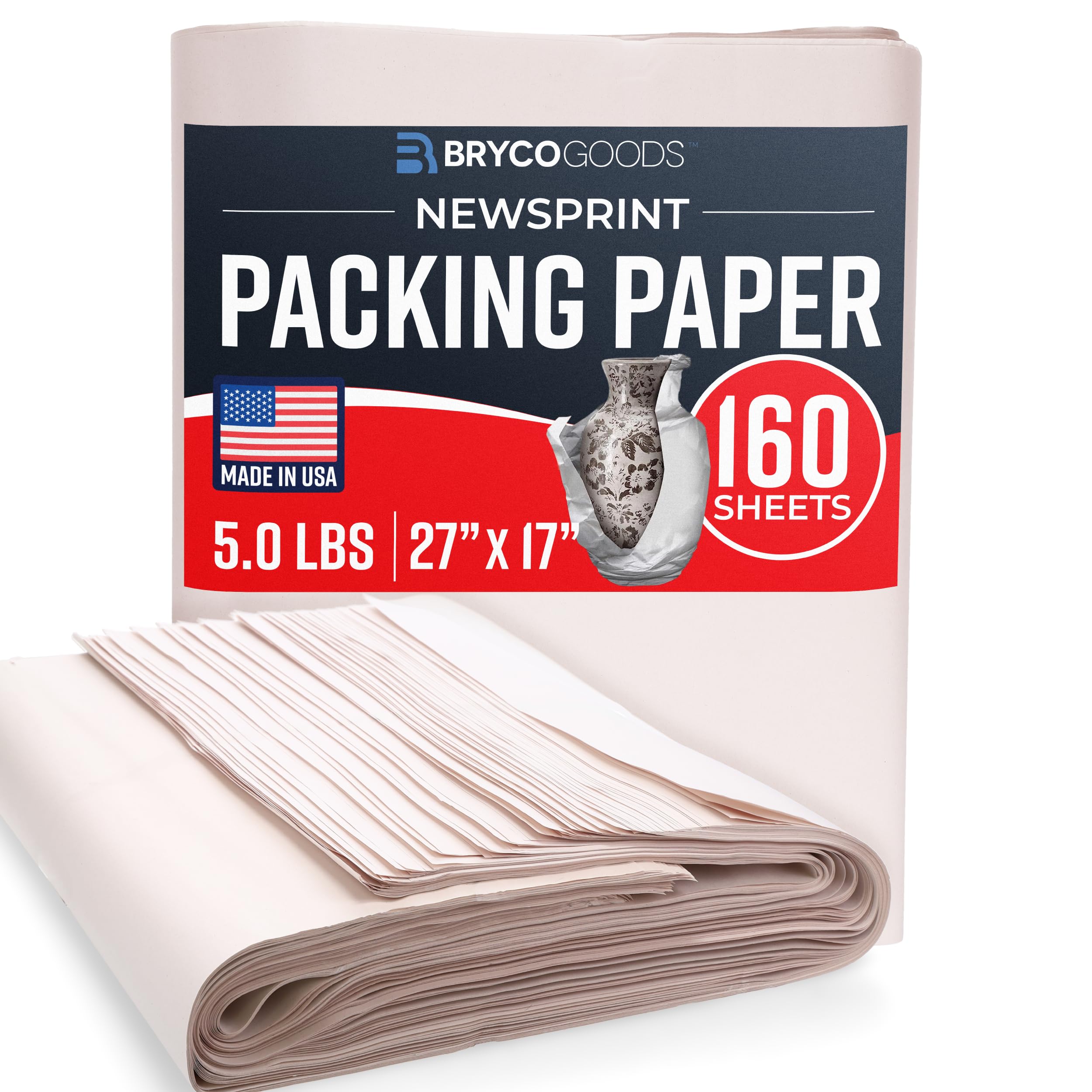 Bryco Goods paquete frontal mostrando 160 hojas, protección económica