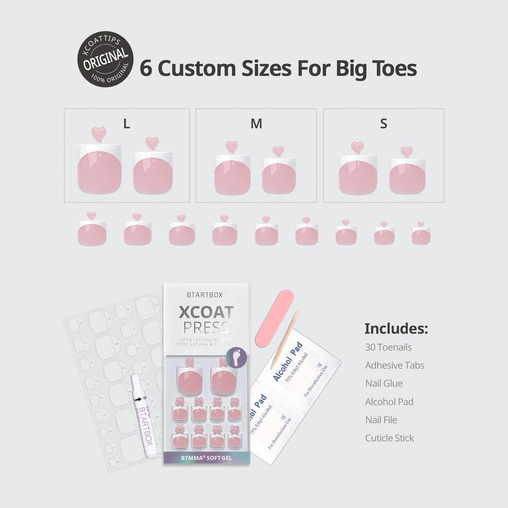 BTArtbox contenido del kit con 30 uñas, cola, tiras y herramientas incluidas