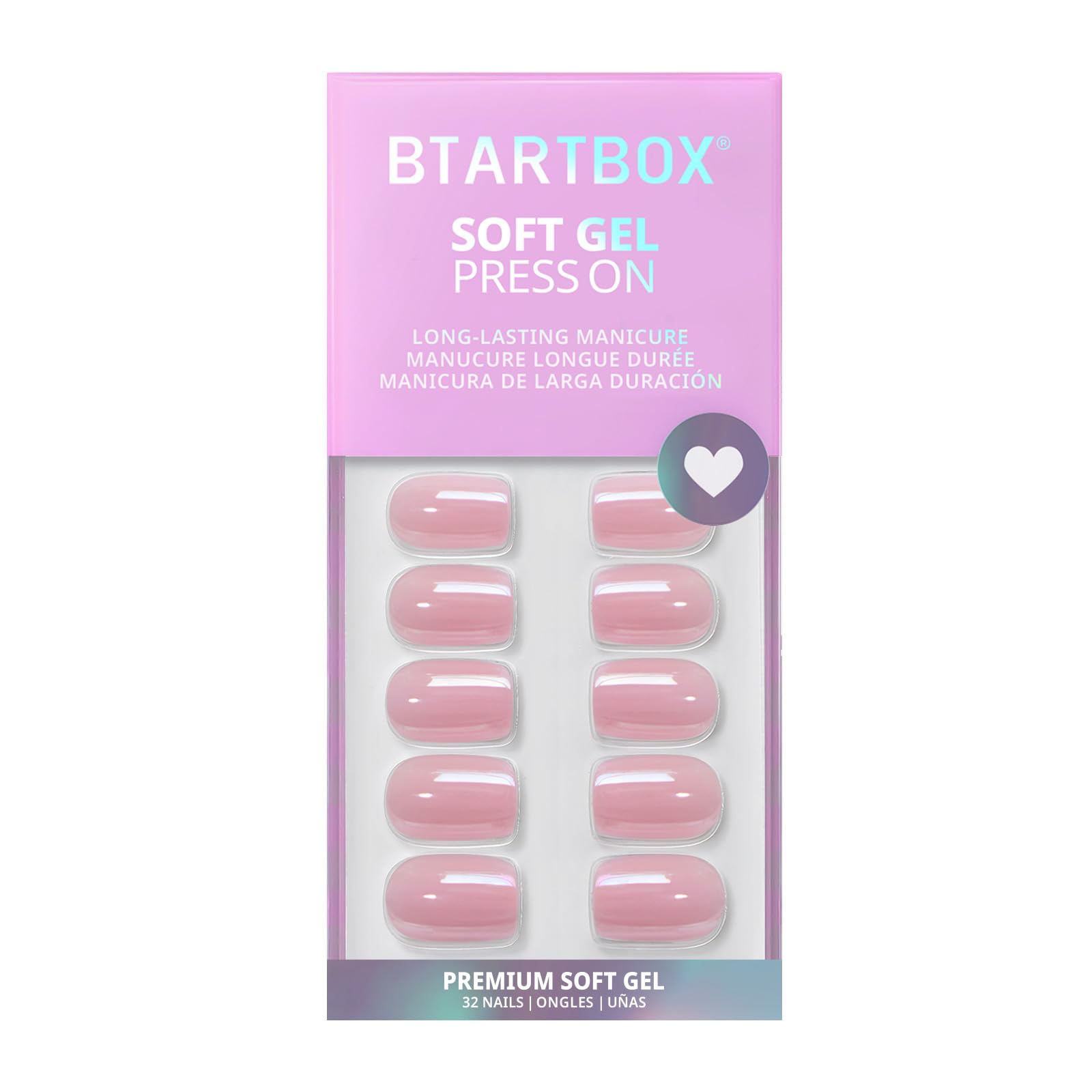 BTArtbox textura y curvatura de uñas cortas cuadradas, ajuste natural