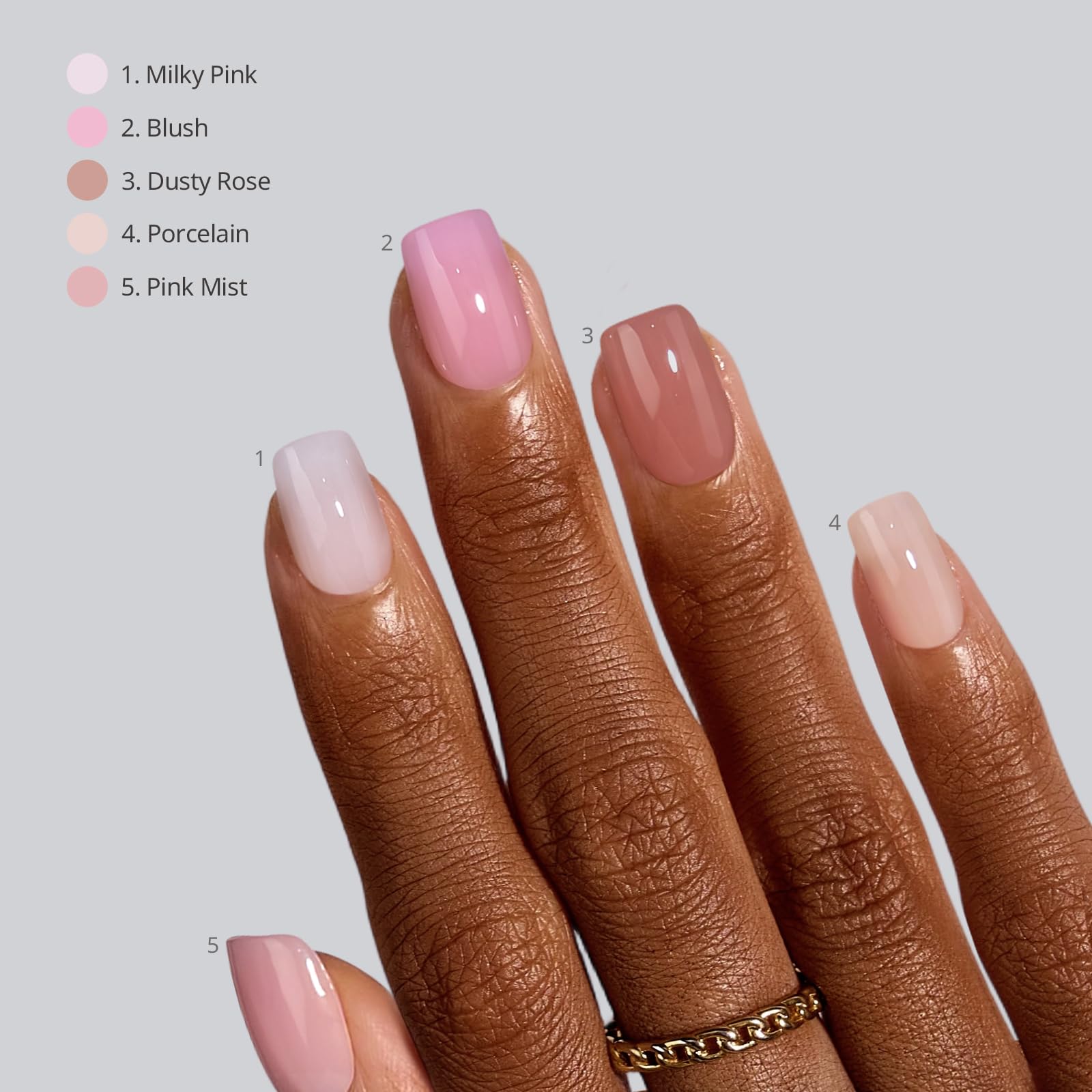 BTArtboxnails muestrario de cinco tonos nude para combinar con piel
