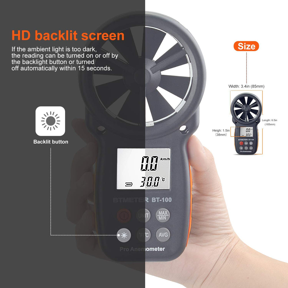 BTMETER held in hand to show compact size for easy portability