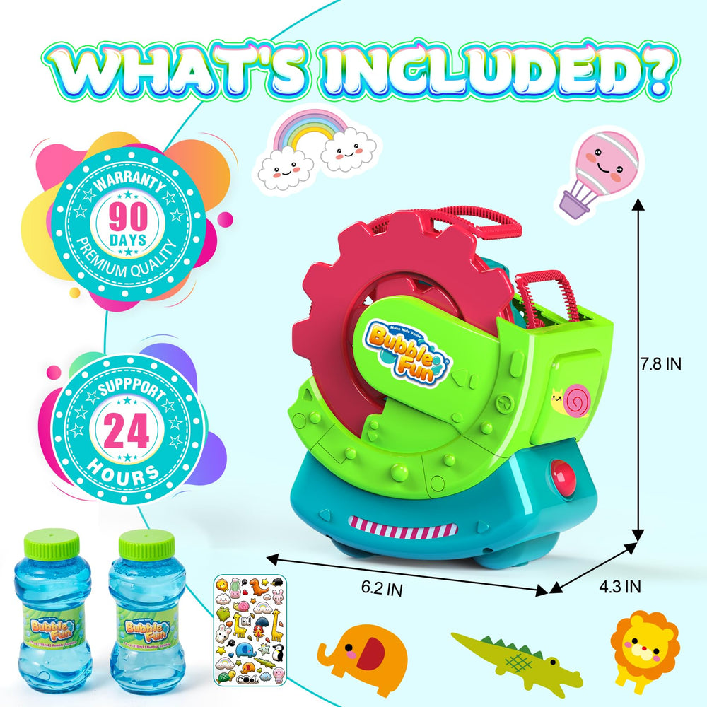 Bubble Fun detalle de la bandeja con la solución segura incluida listo para usar