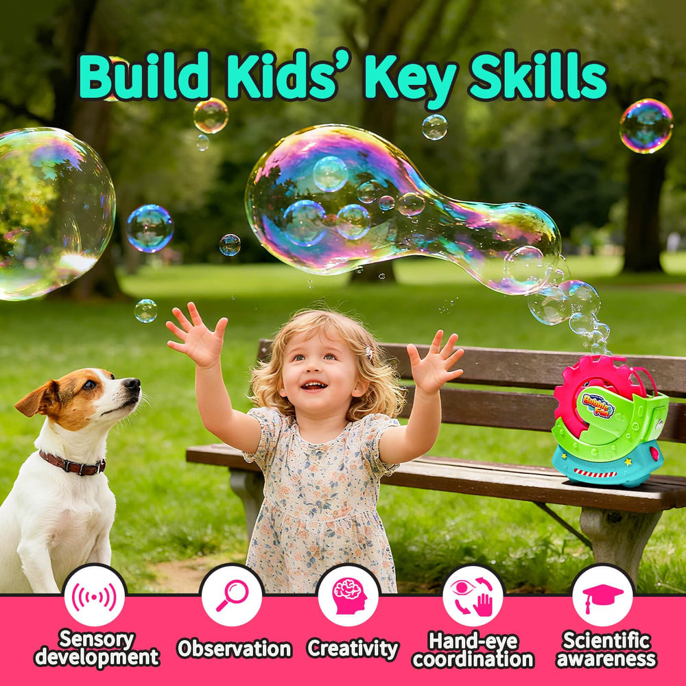 Bubble Fun primer plano de textura ABS y bordes suaves para manejo seguro