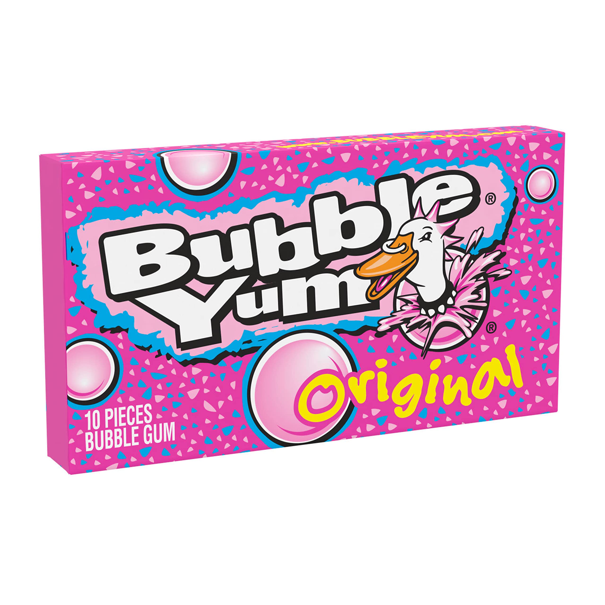Bubble Yum etiqueta nutricional y detalles del producto, información clara