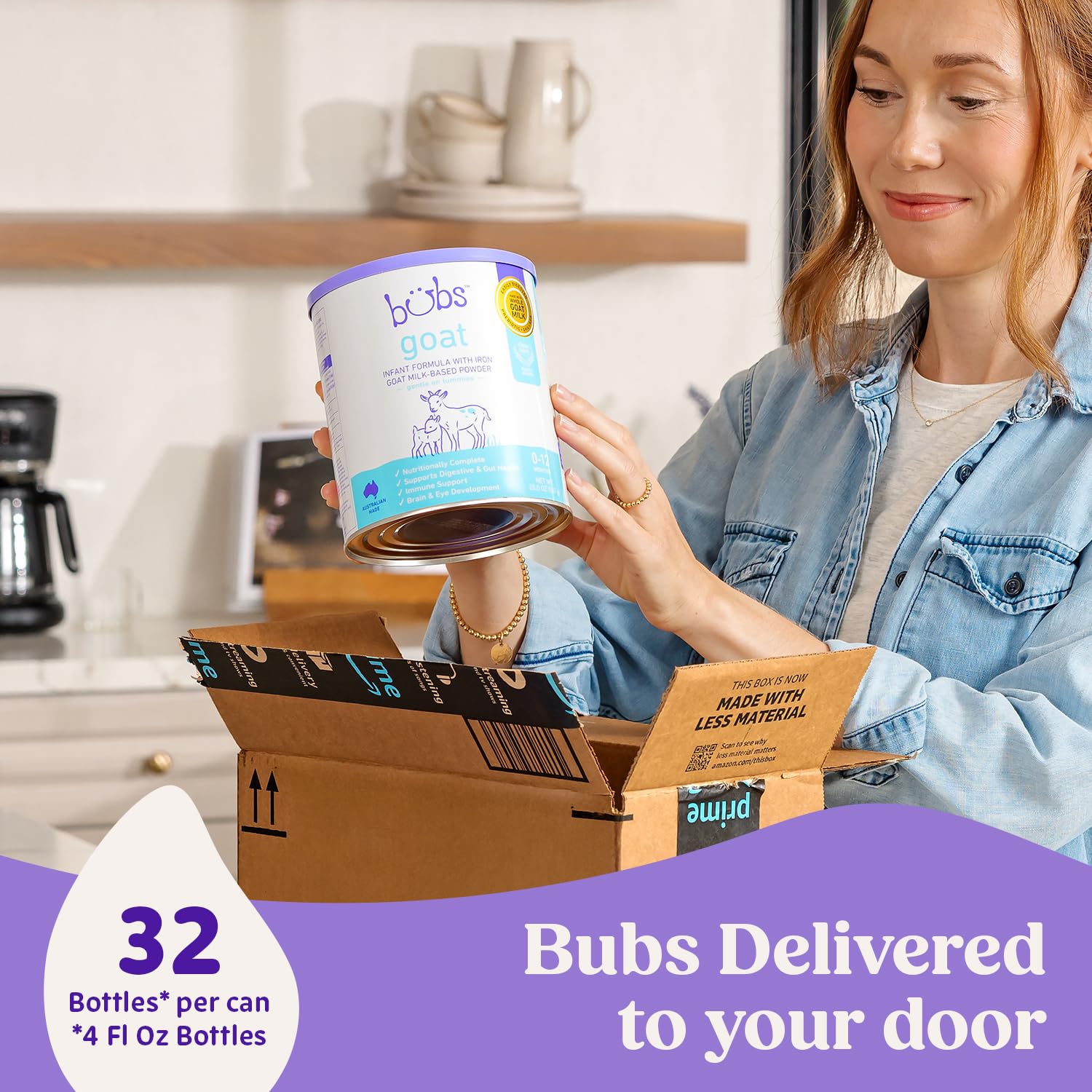 Bubs etiqueta nutricional detallada mostrando ingredientes y beneficios