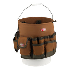 Bucket Boss lazos interiores sosteniendo martillo y taladro con seguridad