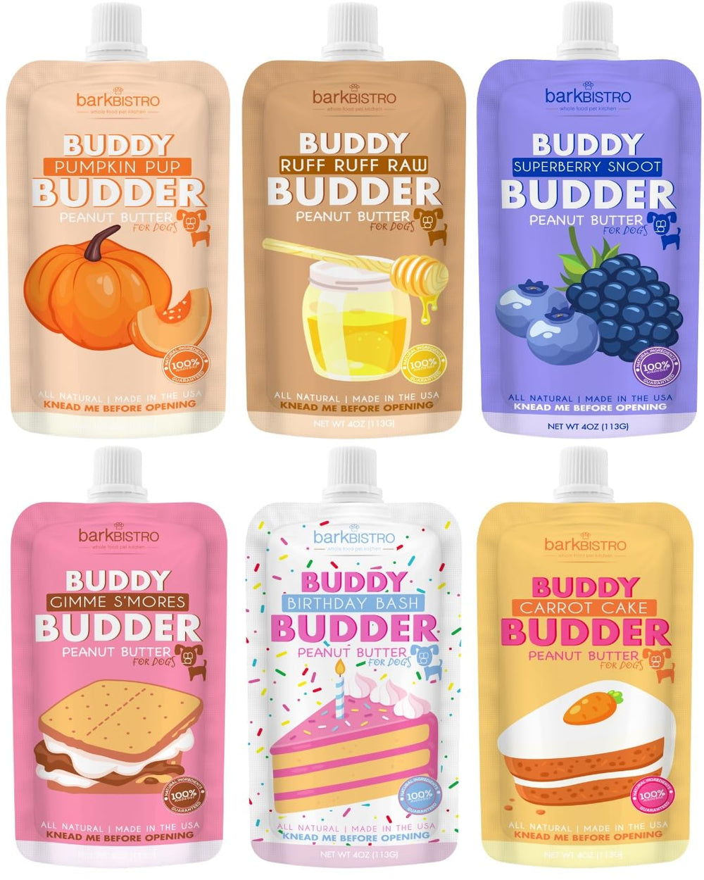 BUDDY BUDDER frontal del empaque mostrando el set de 6 bolsas útil para viajes