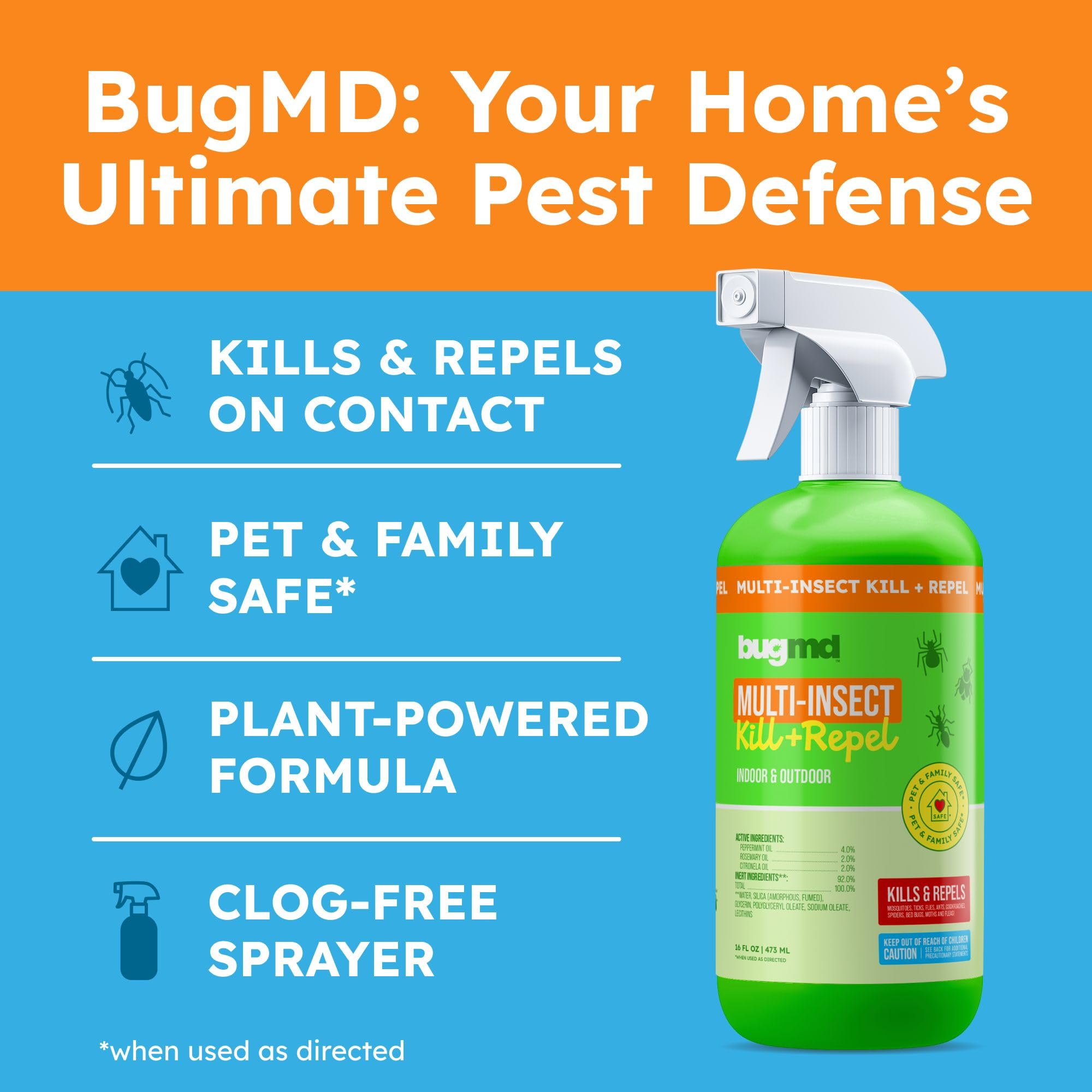 BugMD etiqueta con ingredientes naturales que transmite seguridad familiar
