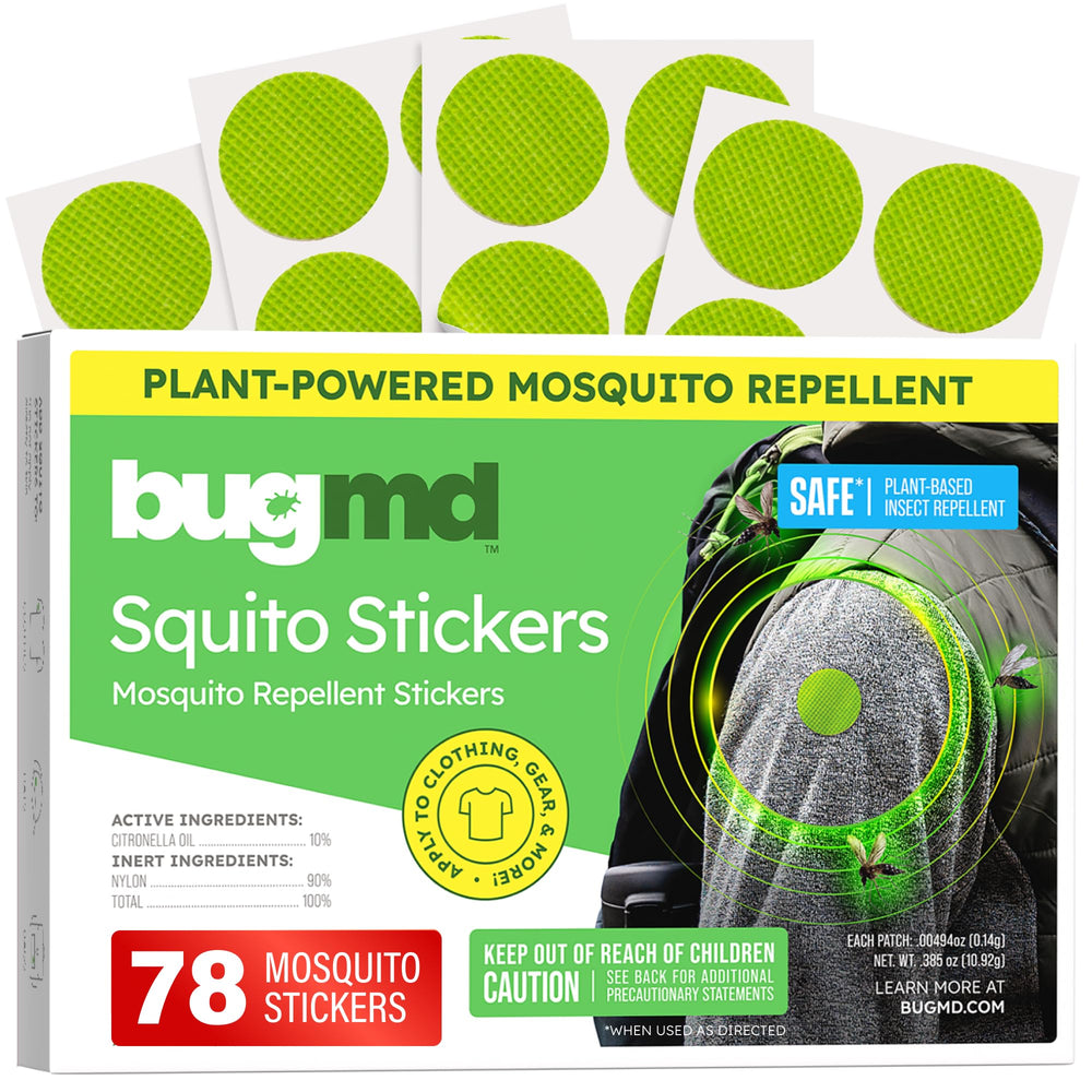 BugMD parche en empaque frontal, muestra práctico y protegido