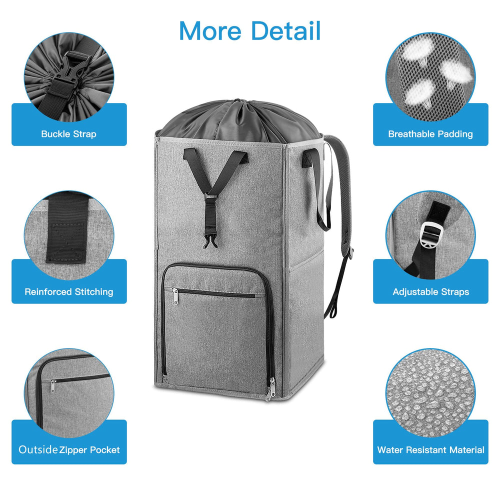 Bukere mochila en uso en lavandería universitaria mostrando facilidad de transporte