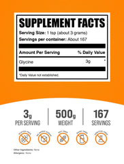 BulkSupplements glycine powder close-up texture for easy mixing