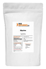 BulkSupplements detalle de la textura del polvo de glycine, fácil de mezclar