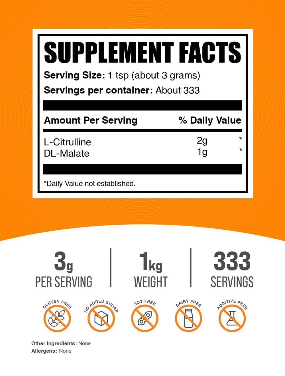 Polvo L-Citrulline Malate BulkSupplements vista de textura que facilita mezcla rápida