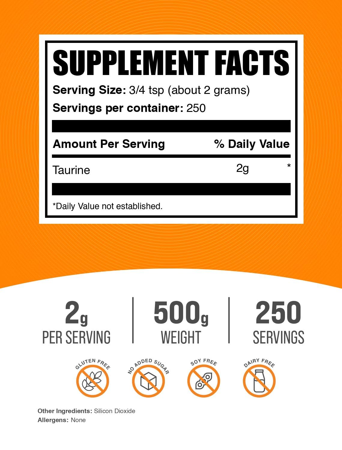 BulkSupplements detalle del polvo de taurina mostrando textura fina y pureza