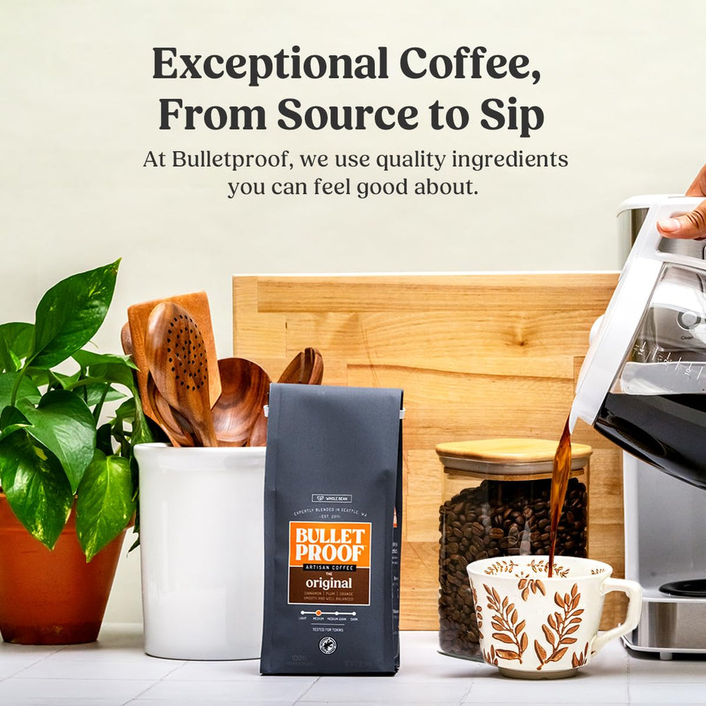 Bulletproof café en prensa francesa, evidencia sabor y extracción limpia