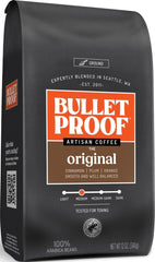 Bulletproof frente del empaque mostrando 12 oz y sello de calidad