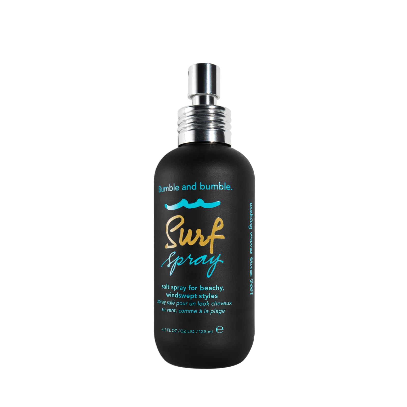 Bumble and bumble envase frontal mostrando el spray y beneficio de textura inmediata