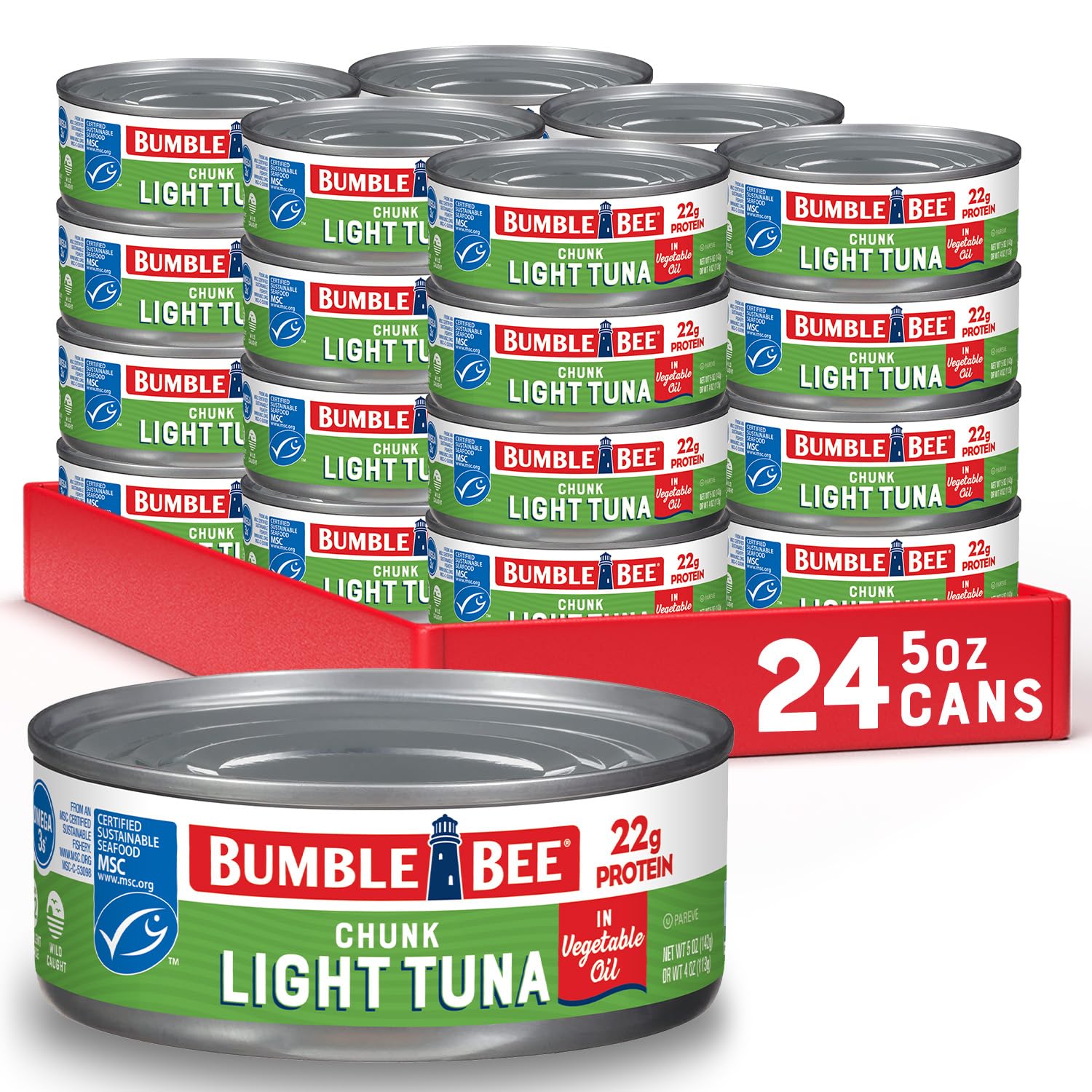 Bumble Bee front packaging showing 5 oz can and brand benefits