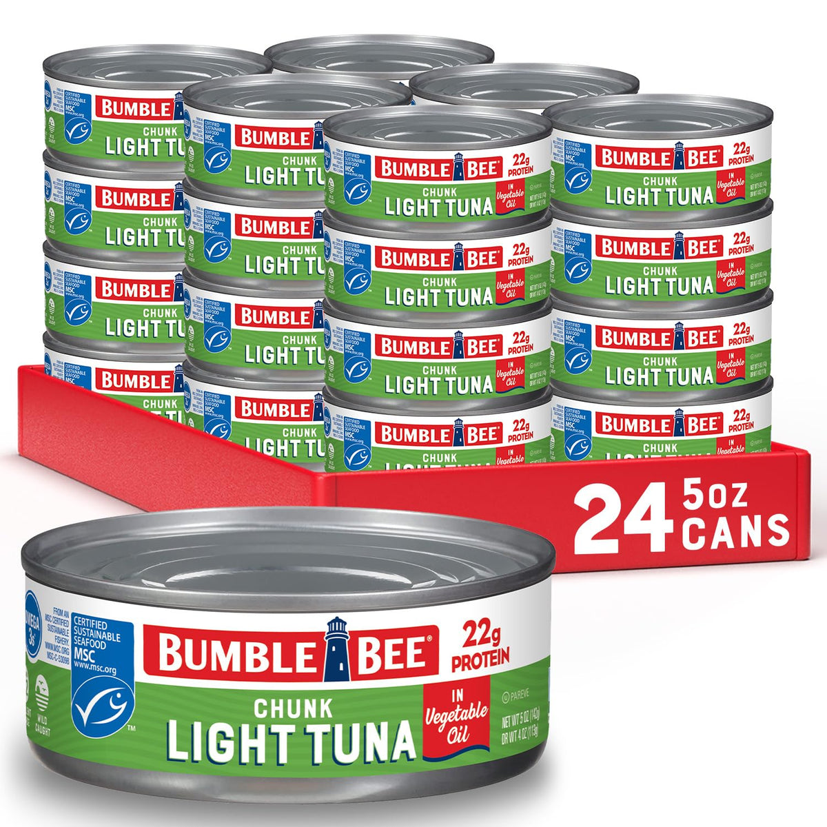 Bumble Bee front packaging showing 5 oz can and brand benefits